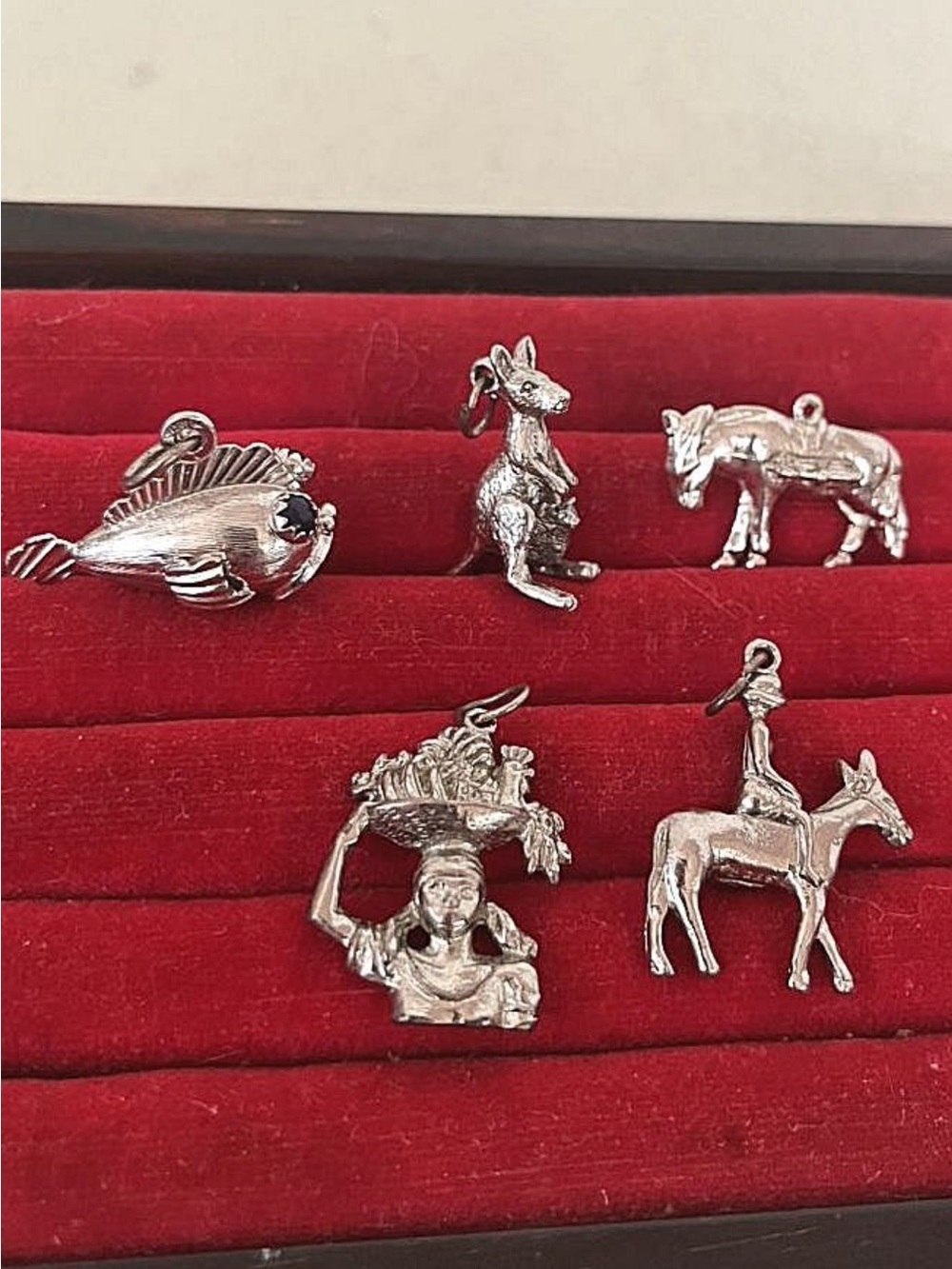Sterling Silver Figurine Brooch Set - Silver